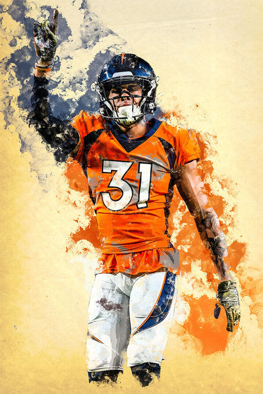 Denver Broncos Justin Simmons American Footballer Poster Wall Art Print Home Wall Decor - xonomax