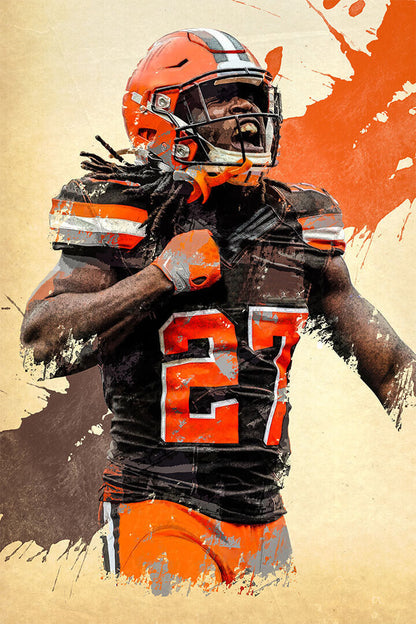 Cleveland Browns Kareem Hunt American Football Player Poster Wall Art Print Home Wall Decor - xonomax