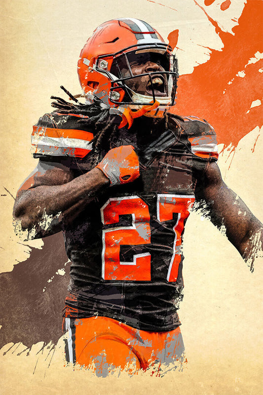 Cleveland Browns Kareem Hunt American Football Player Poster Wall Art Print Home Wall Decor - xonomax