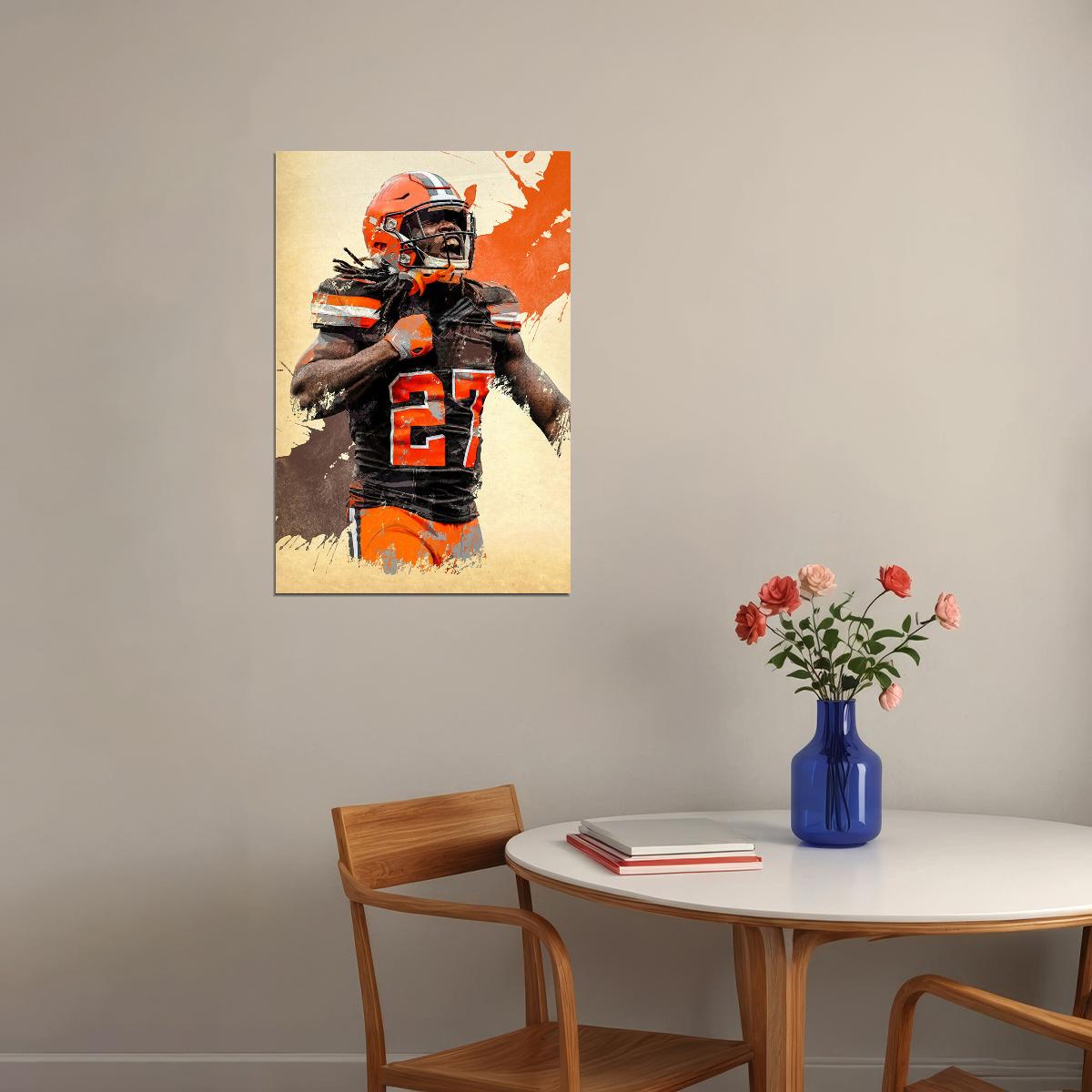 Cleveland Browns Kareem Hunt American Football Player Poster Wall Art Print Home Wall Decor - xonomax