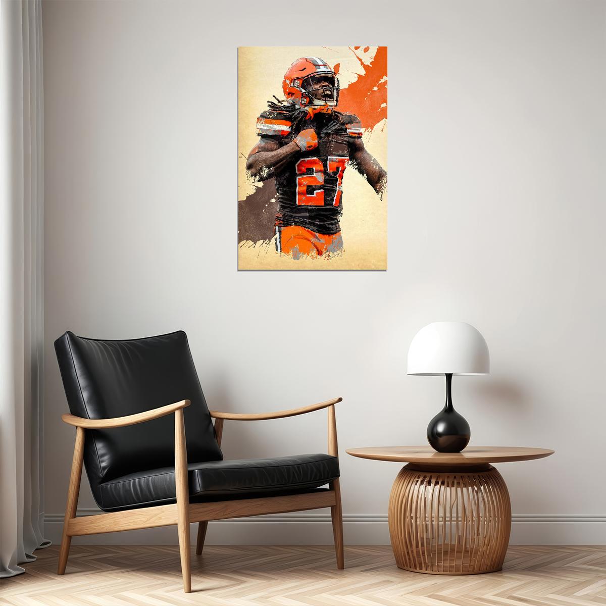 Cleveland Browns Kareem Hunt American Football Player Poster Wall Art Print Home Wall Decor - xonomax