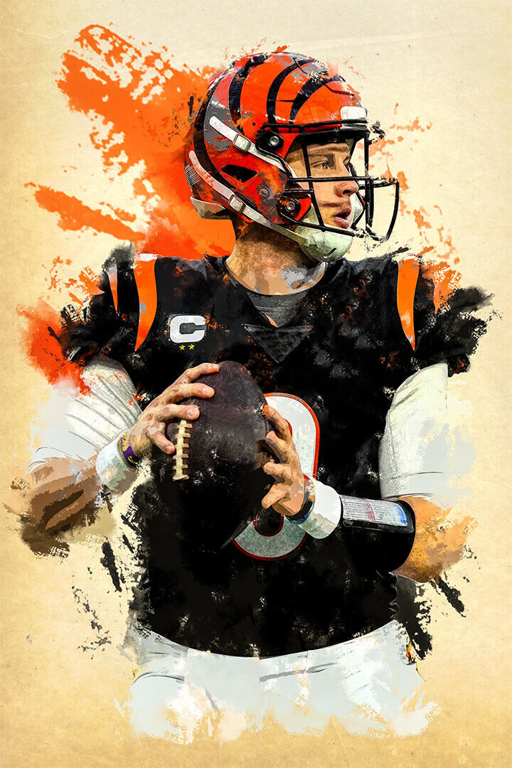 Cincinnati Bengals Joe Burrow American Football Player Poster Wall Art Print Home Wall Decor - xonomax