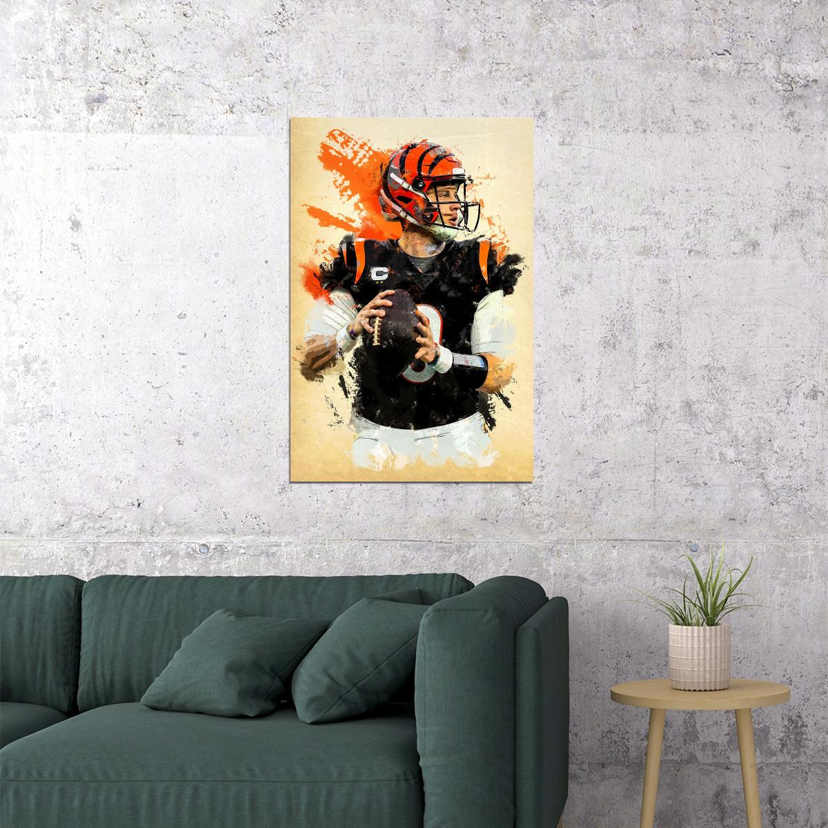 Cincinnati Bengals Joe Burrow American Football Player Poster Wall Art Print Home Wall Decor - xonomax