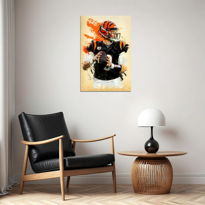 Cincinnati Bengals Joe Burrow American Football Player Poster Wall Art Print Home Wall Decor - xonomax