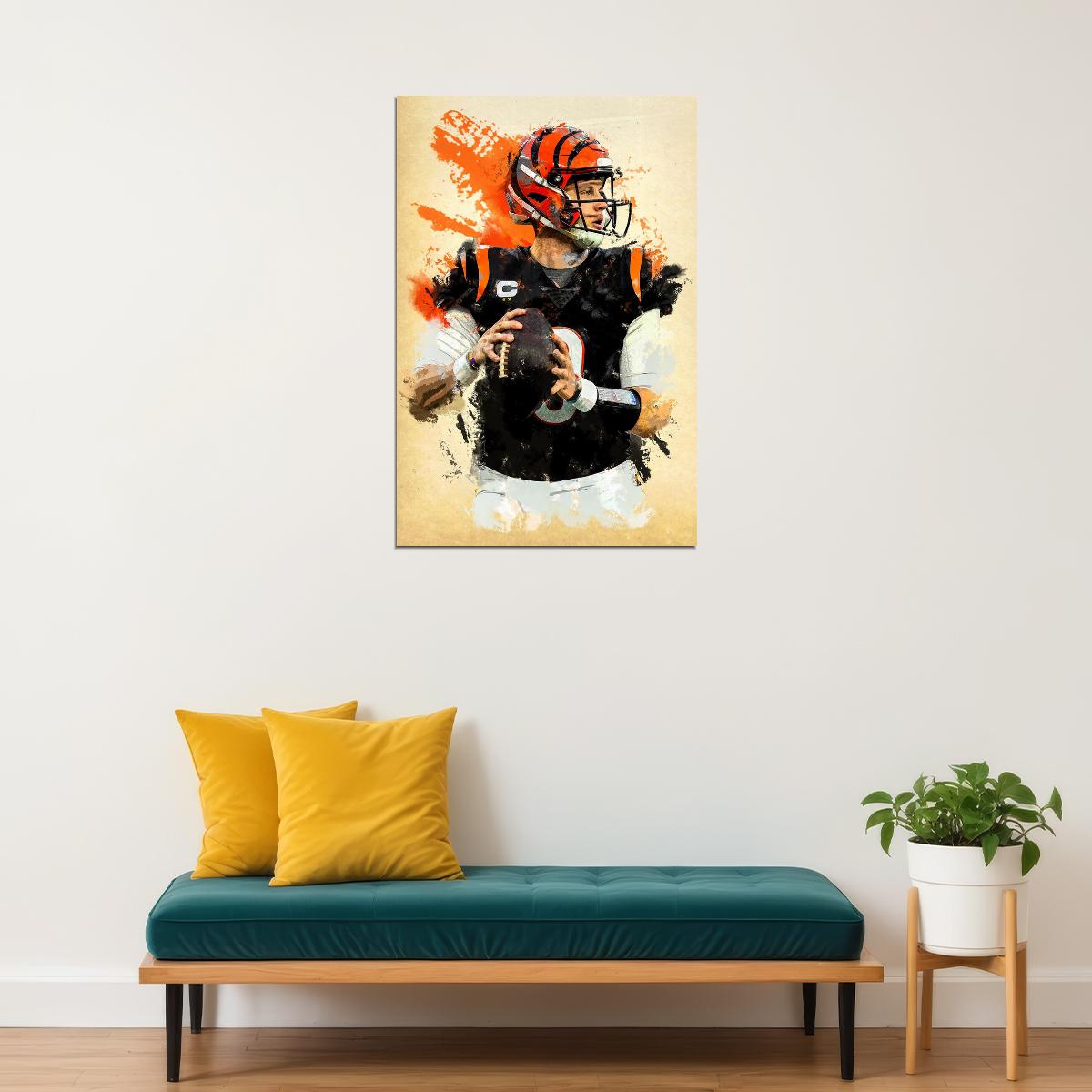 Cincinnati Bengals Joe Burrow American Football Player Poster Wall Art Print Home Wall Decor - xonomax