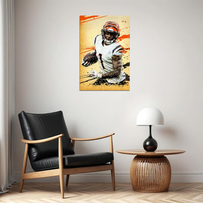 Cincinnati Bengals Ja'marr Chase Offensive Rookie Football Poster Wall Art Print Home Wall Decor - xonomax