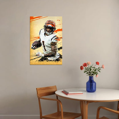Cincinnati Bengals Ja'marr Chase Offensive Rookie Football Poster Wall Art Print Home Wall Decor - xonomax