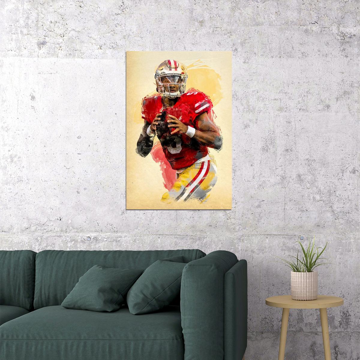 San Francisco 49ers Trey Lance American Football Player Poster Wall Art Print Home Wall Decor