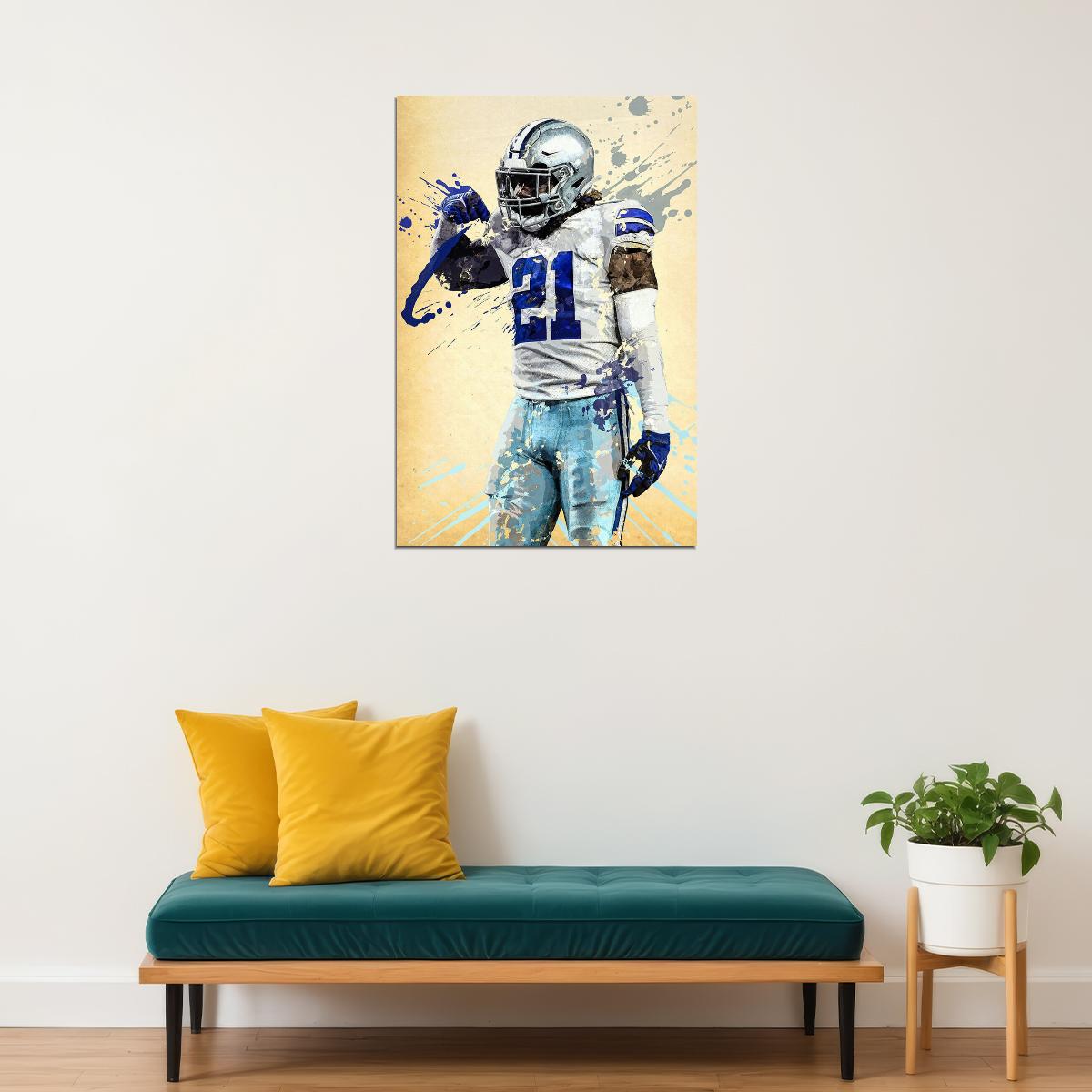 Dallas Cowboys Ezekiel Elliott American Football Poster Wall Art Print Home Wall Decor - xonomax