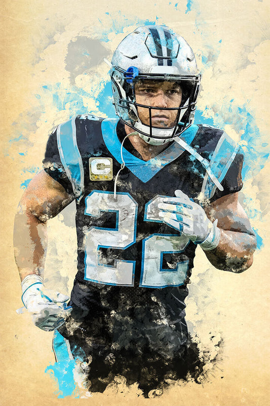 Carolina Panthers Christian Mc Caffrey American Footballer Poster Wall Art Print Home Wall Decor - xonomax