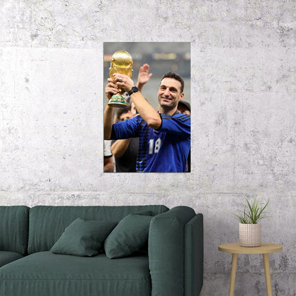 Scaloni Argentina Manager Soccer Trophy 2022 Football Champions Poster Wall Art Print Home Wall Decor