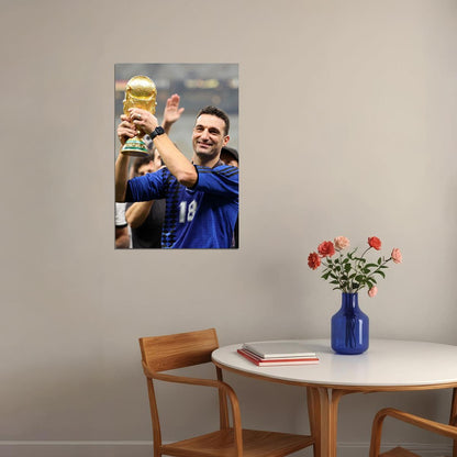 Scaloni Argentina Manager Soccer Trophy 2022 Football Champions Poster Wall Art Print Home Wall Decor