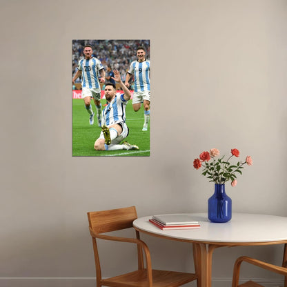 Leo Messi Celebrating Goal Soccer 2022 Football Argentina Fans Poster Wall Art Print Home Wall Decor - xonomax