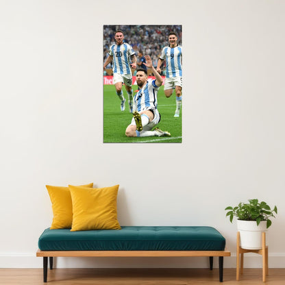 Leo Messi Celebrating Goal Soccer 2022 Football Argentina Fans Poster Wall Art Print Home Wall Decor - xonomax