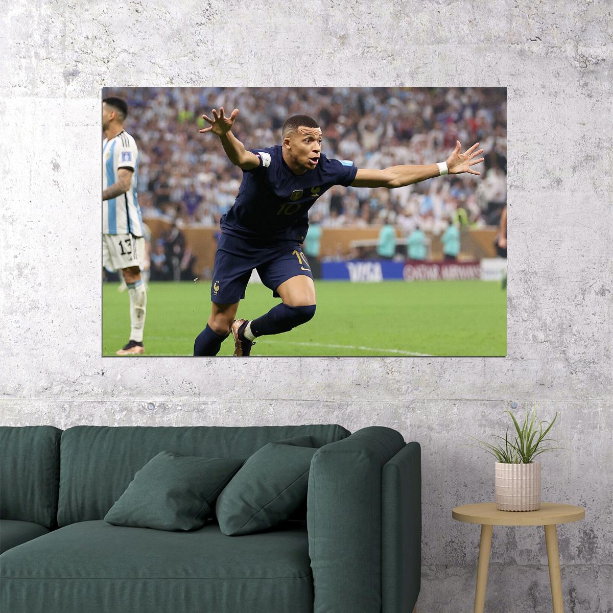 Mbappe Scoring Goal Football Final France World Soccer Fans Poster Wall Art Print Home Wall Decor - xonomax