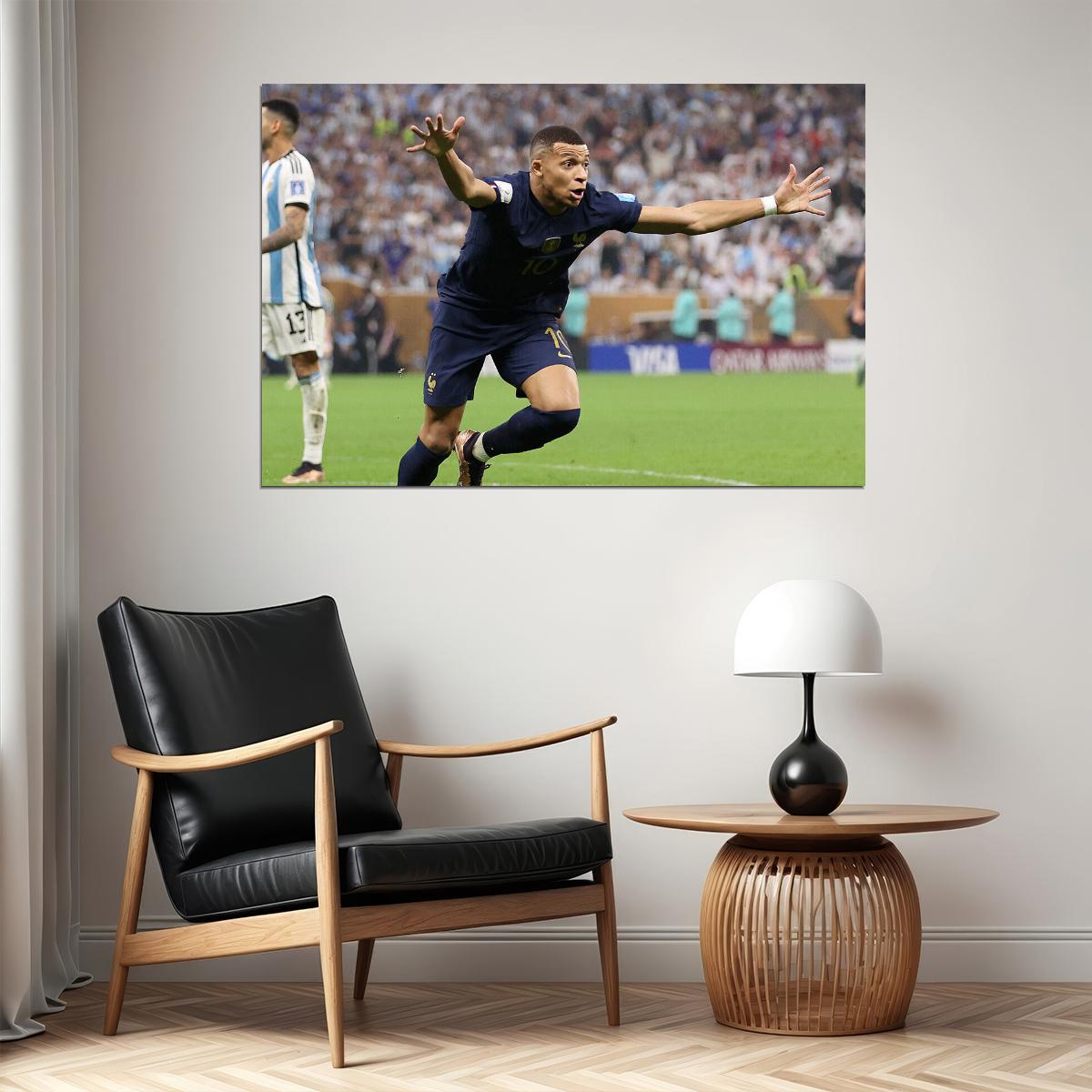 Mbappe Scoring Goal Football Final France World Soccer Fans Poster Wall Art Print Home Wall Decor - xonomax