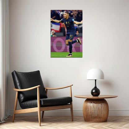 Mbappe Celebrating Goal Football Final France World Soccer Fans Poster Wall Art Print Home Wall Decor - xonomax