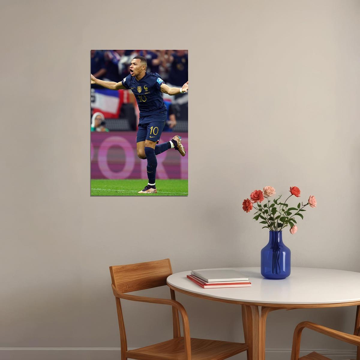 Mbappe Celebrating Goal Football Final France World Soccer Fans Poster Wall Art Print Home Wall Decor - xonomax