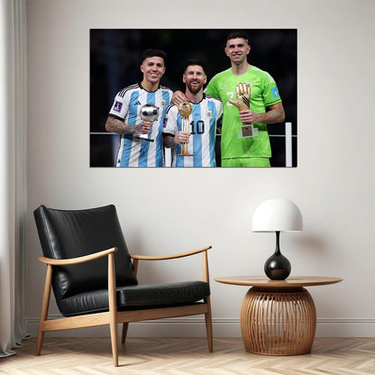 Best Player Awards Trophy Argentina Soccer Champions Leo Messi Poster Wall Art Print Home Wall Decor - xonomax