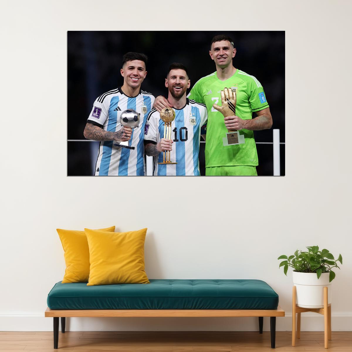 Best Player Awards Trophy Argentina Soccer Champions Leo Messi Poster Wall Art Print Home Wall Decor - xonomax
