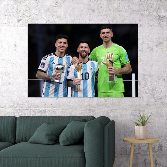 Best Player Awards Trophy Argentina Soccer Champions Leo Messi Poster Wall Art Print Home Wall Decor - xonomax
