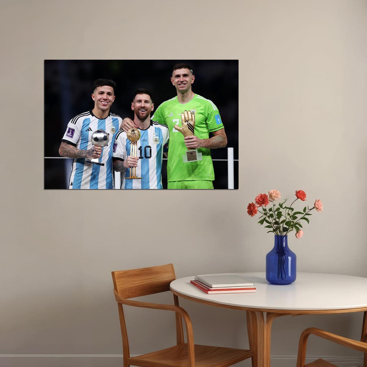 Best Player Awards Trophy Argentina Soccer Champions Leo Messi Poster Wall Art Print Home Wall Decor - xonomax