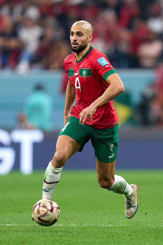 Sofyan Amrabat Morocco National Team World Cup Poster Wall Art Print Home Wall Decor - xonomax