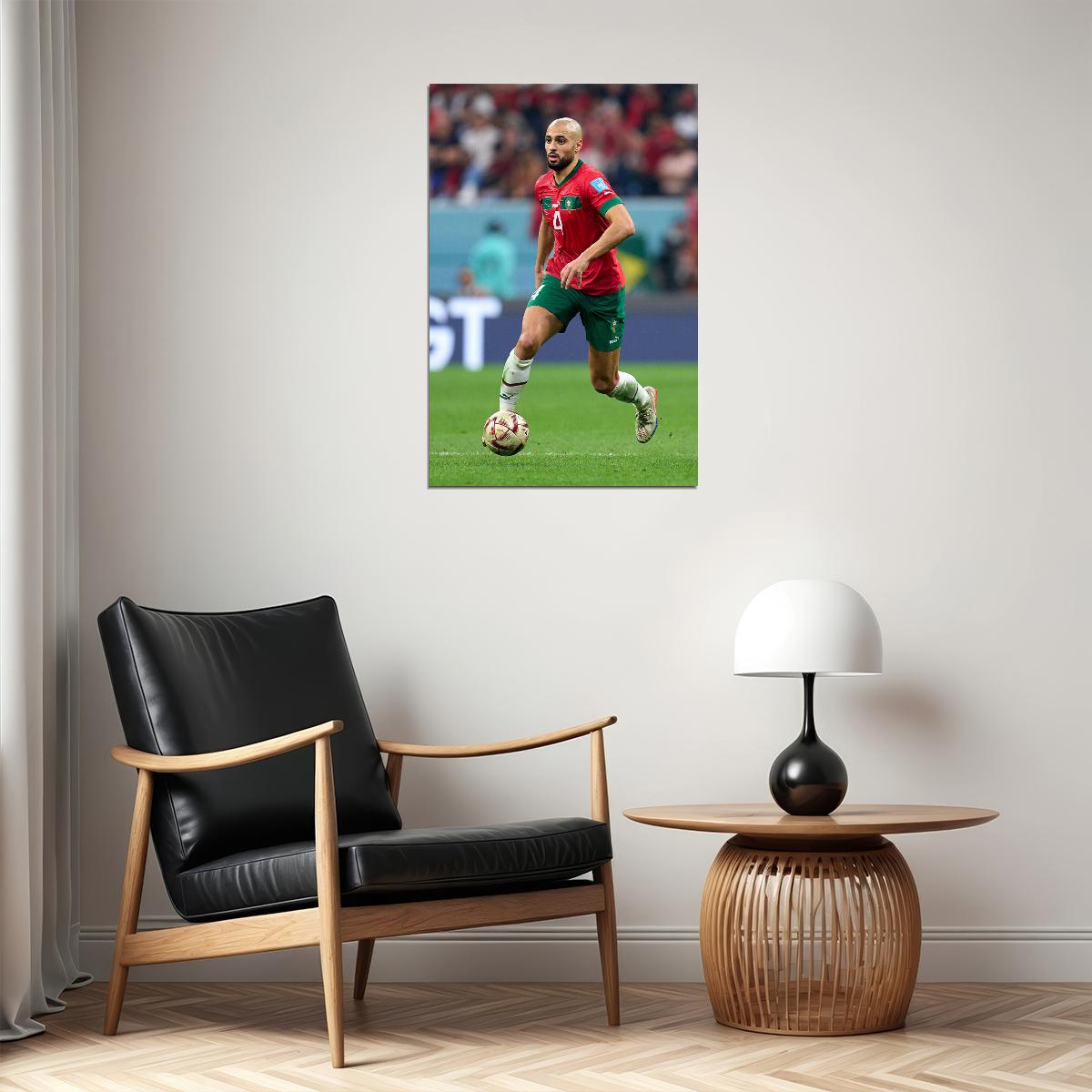 Sofyan Amrabat Morocco National Team World Cup Poster Wall Art Print Home Wall Decor - xonomax