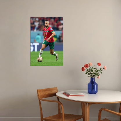 Sofyan Amrabat Morocco National Team World Cup Poster Wall Art Print Home Wall Decor - xonomax