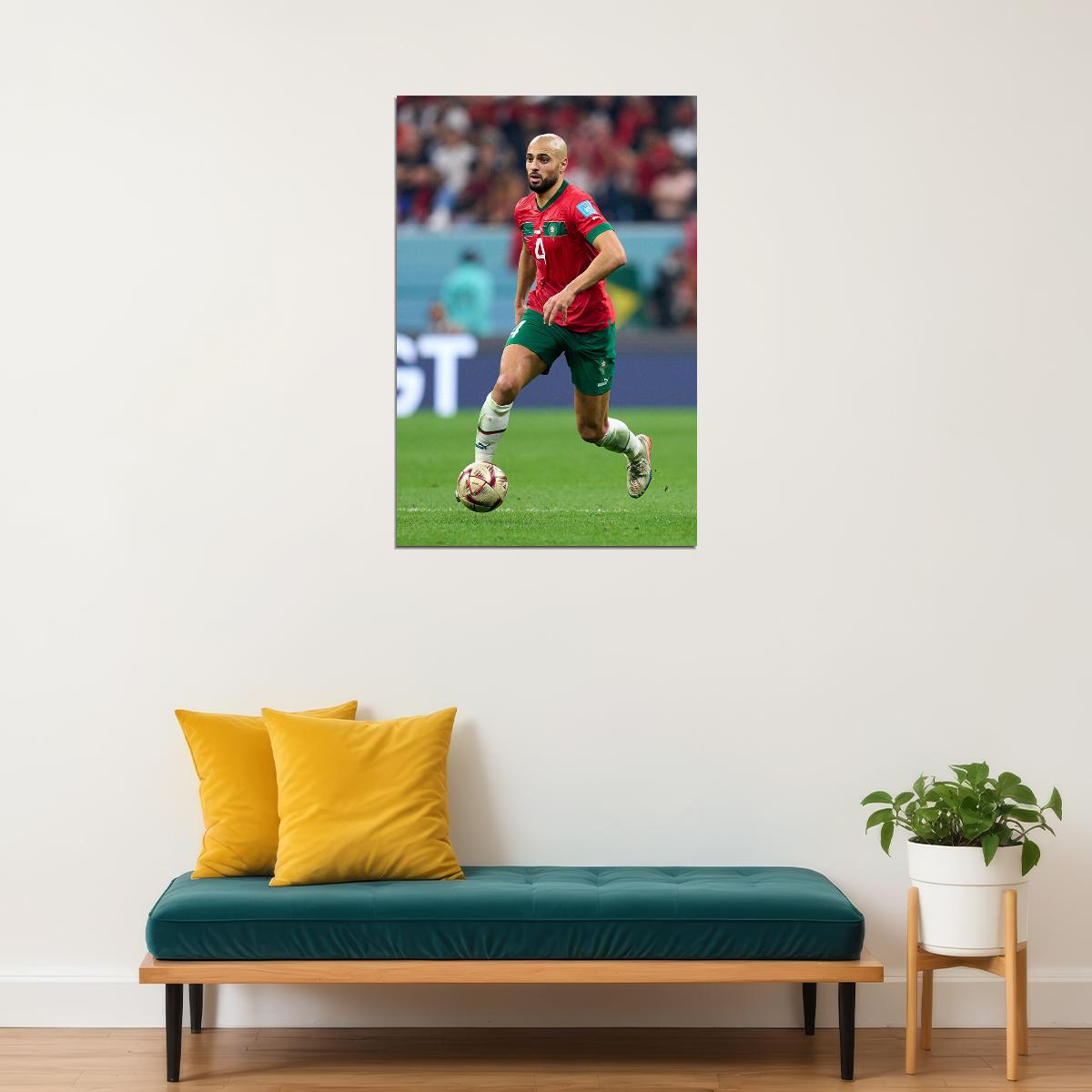 Sofyan Amrabat Morocco National Team World Cup Poster Wall Art Print Home Wall Decor - xonomax
