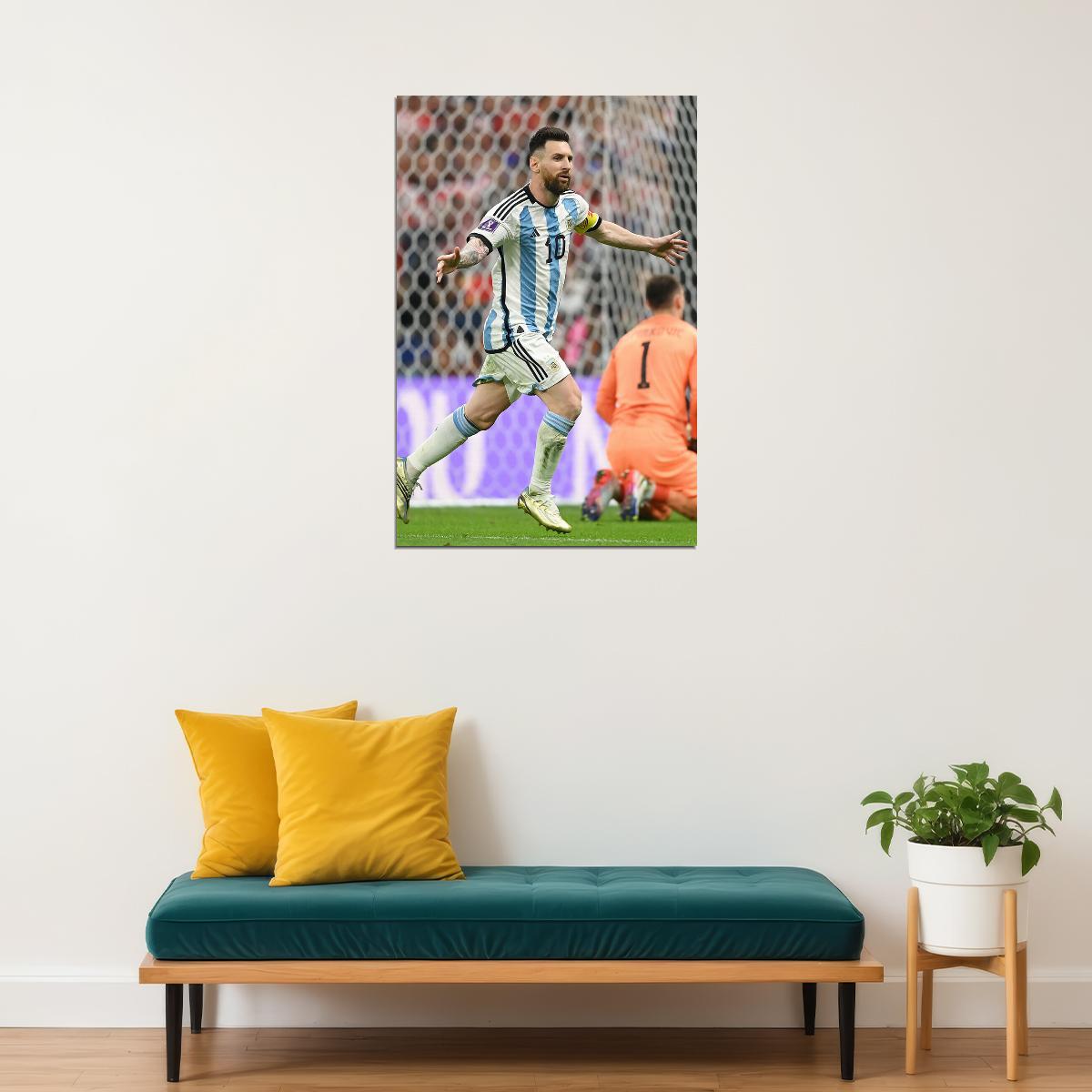 Lionel Messi Goal Celebration Argentina World Cup Poster Wall Art Print Home Wall Decor - xonomax