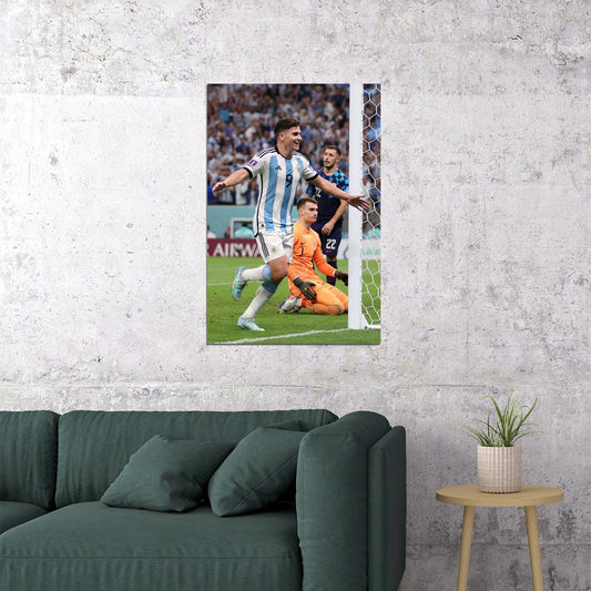 Julian Alvarez Goal Celebration Argentina World Cup Poster Wall Art Print Home Wall Decor - xonomax