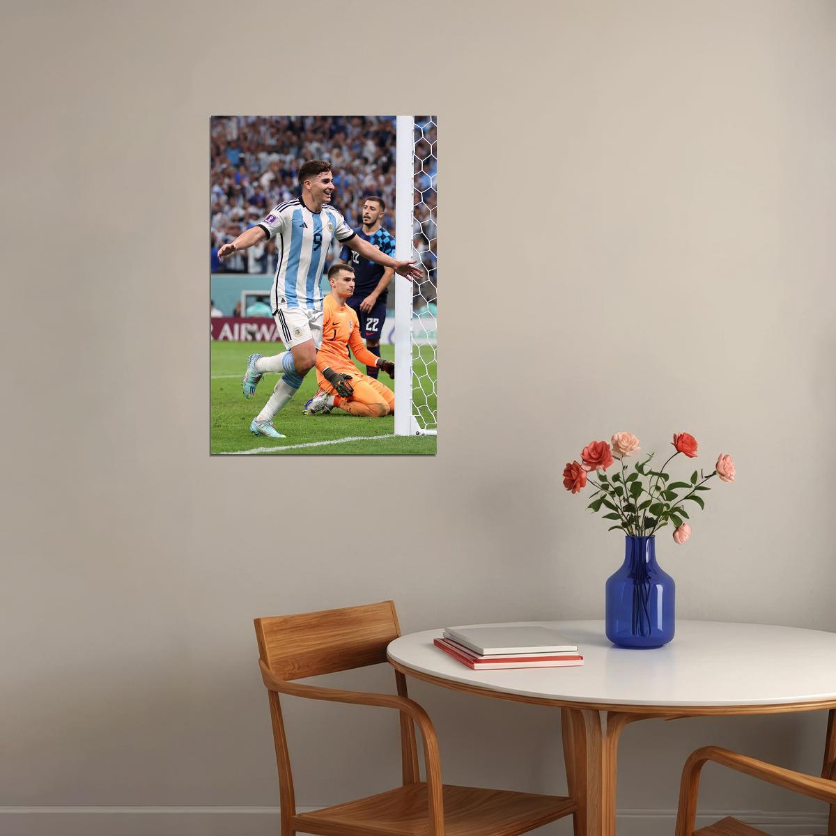 Julian Alvarez Goal Celebration Argentina World Cup Poster Wall Art Print Home Wall Decor - xonomax