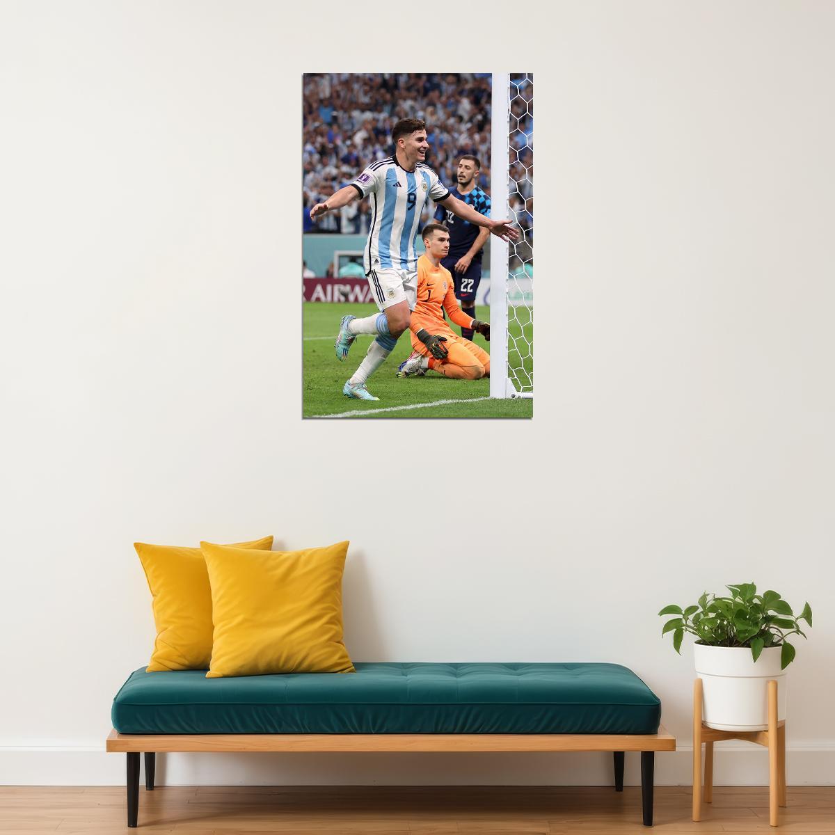 Julian Alvarez Goal Celebration Argentina World Cup Poster Wall Art Print Home Wall Decor - xonomax