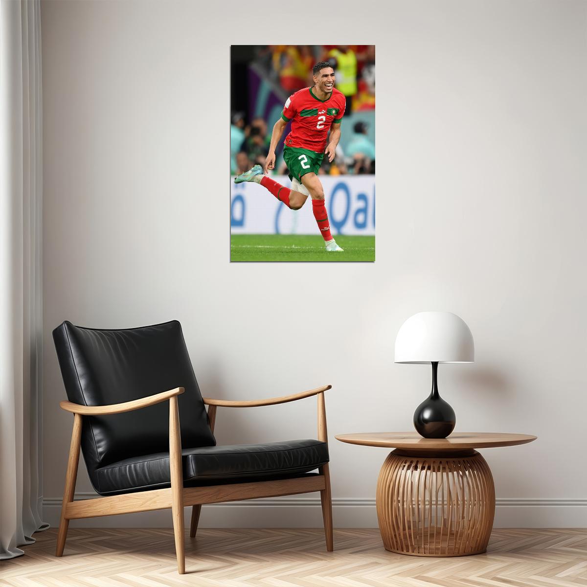 Achraf Hakimi Morocco National Team World Cup Poster Wall Art Print Home Wall Decor - xonomax