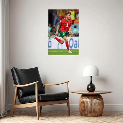 Achraf Hakimi Morocco National Team World Cup Poster Wall Art Print Home Wall Decor - xonomax