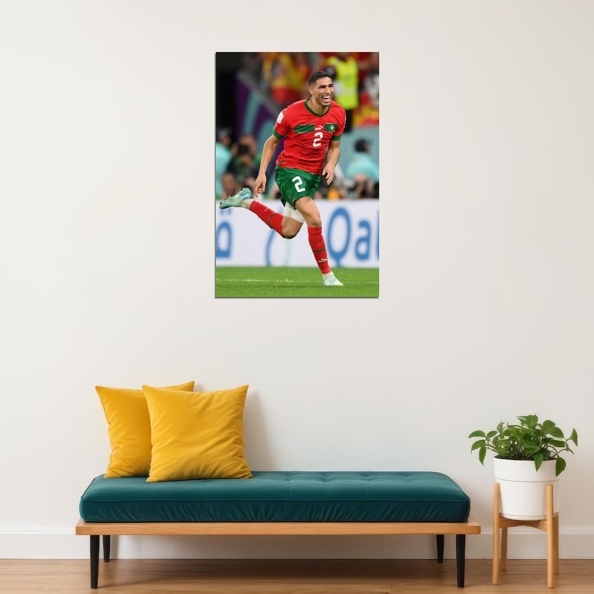Achraf Hakimi Morocco National Team World Cup Poster Wall Art Print Home Wall Decor - xonomax
