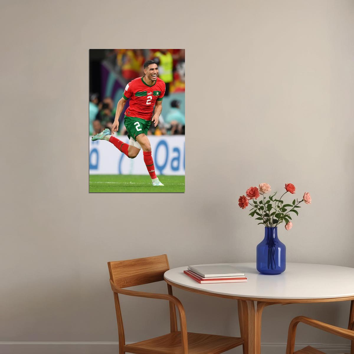 Achraf Hakimi Morocco National Team World Cup Poster Wall Art Print Home Wall Decor - xonomax