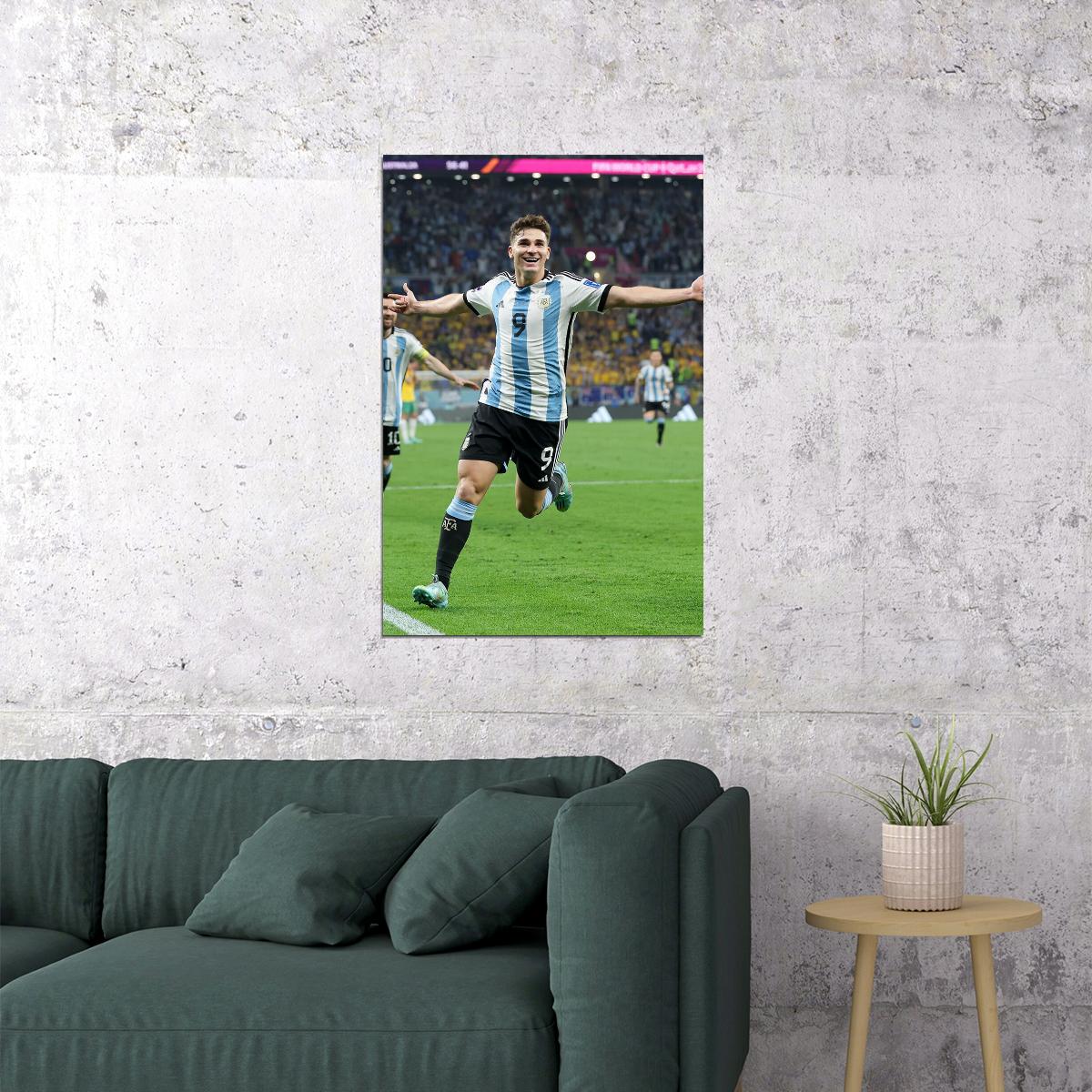 Julian Alvarez Goal Celebration Argentina World Cup Poster Wall Art Print Home Wall Decor - xonomax