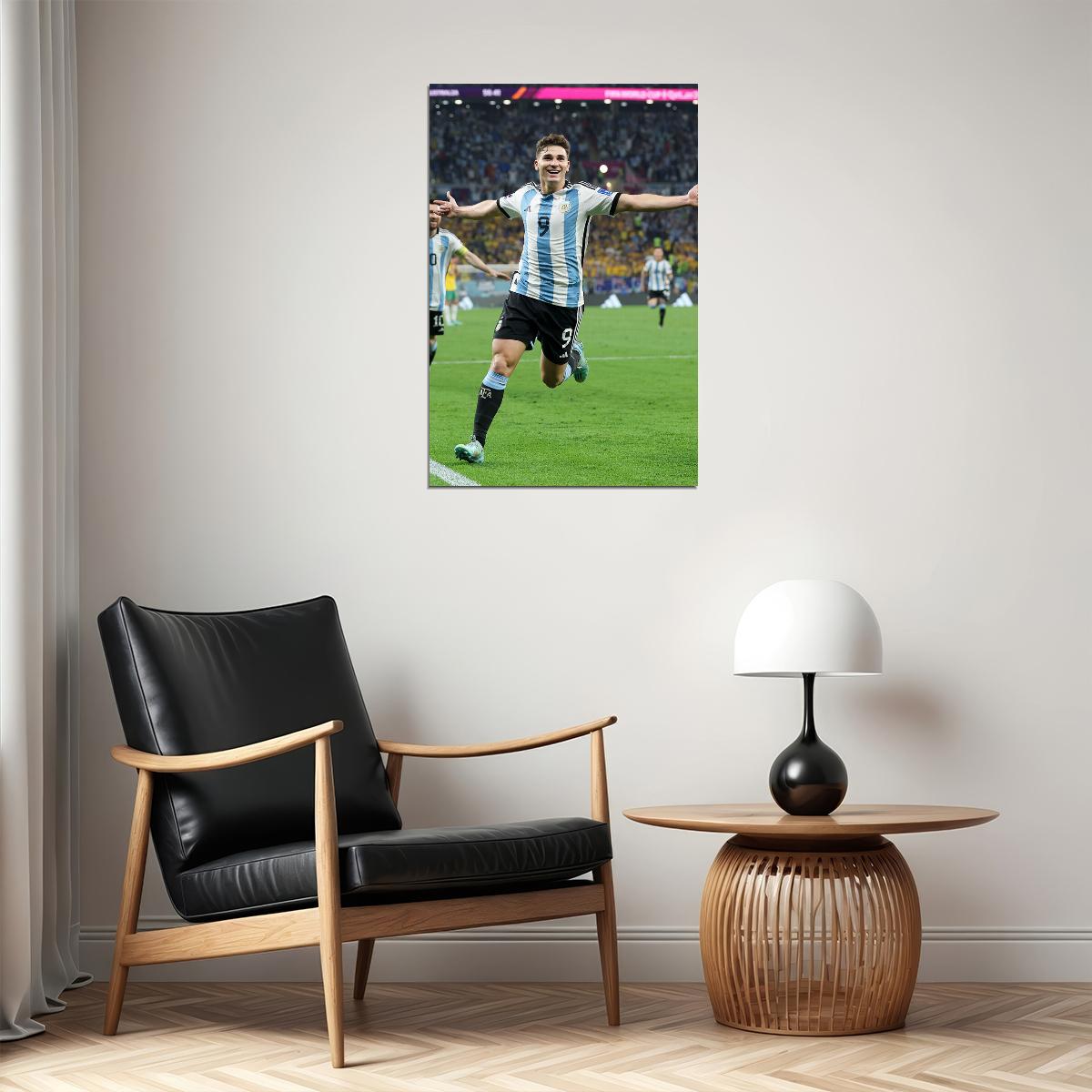 Julian Alvarez Goal Celebration Argentina World Cup Poster Wall Art Print Home Wall Decor - xonomax