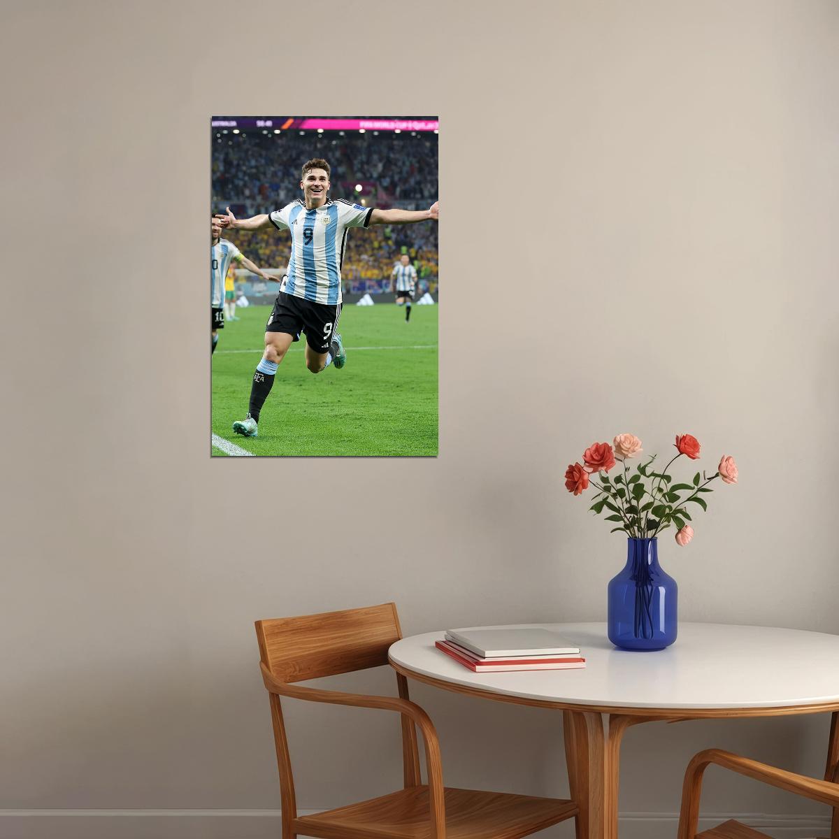 Julian Alvarez Goal Celebration Argentina World Cup Poster Wall Art Print Home Wall Decor - xonomax