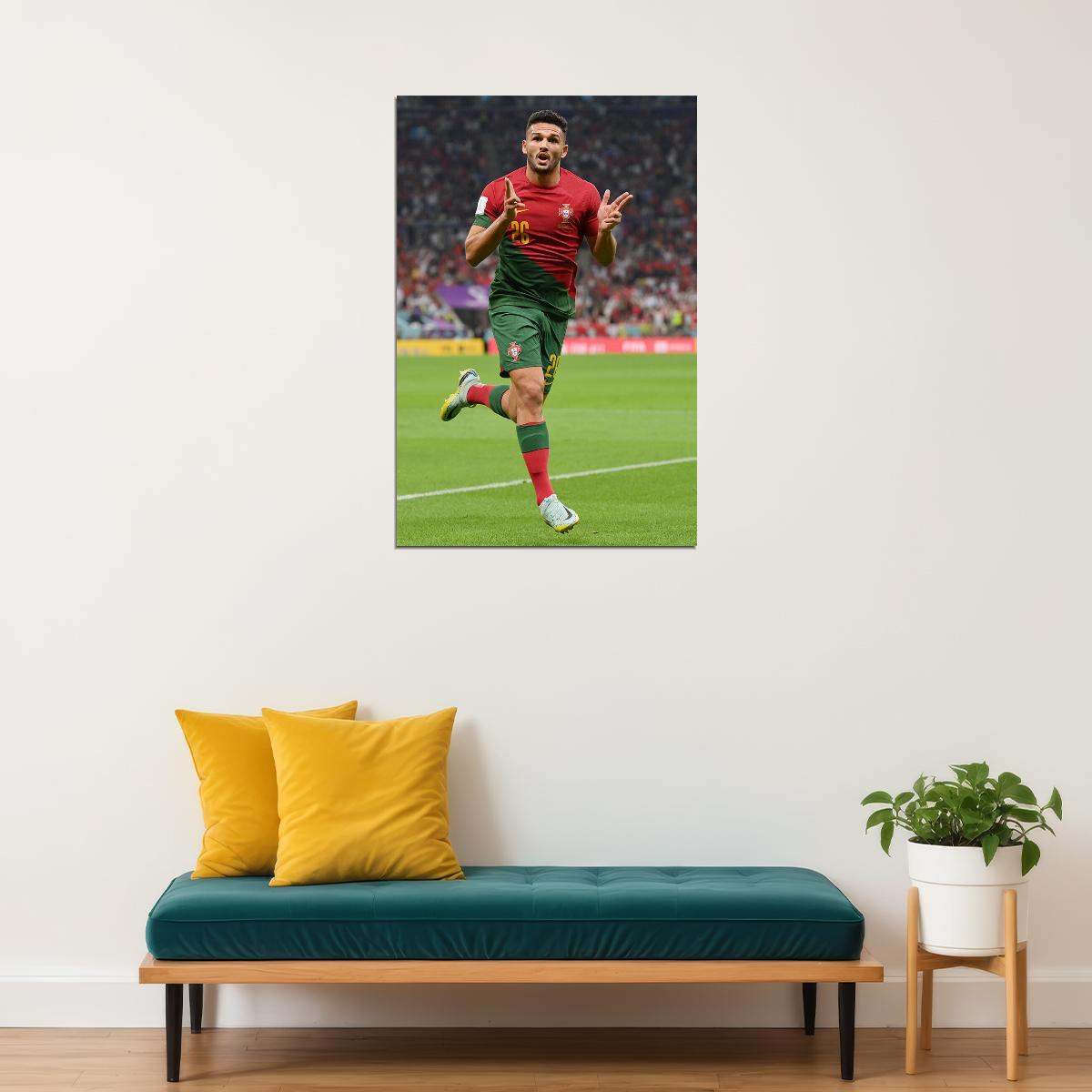 Goncalo Ramos Goal Celebration Portugal World Cup Poster Wall Art Print Home Wall Decor - xonomax