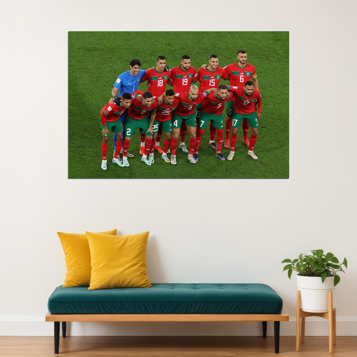 Morocco National Football Team World Cup Poster Wall Art Print Home Wall Decor - xonomax