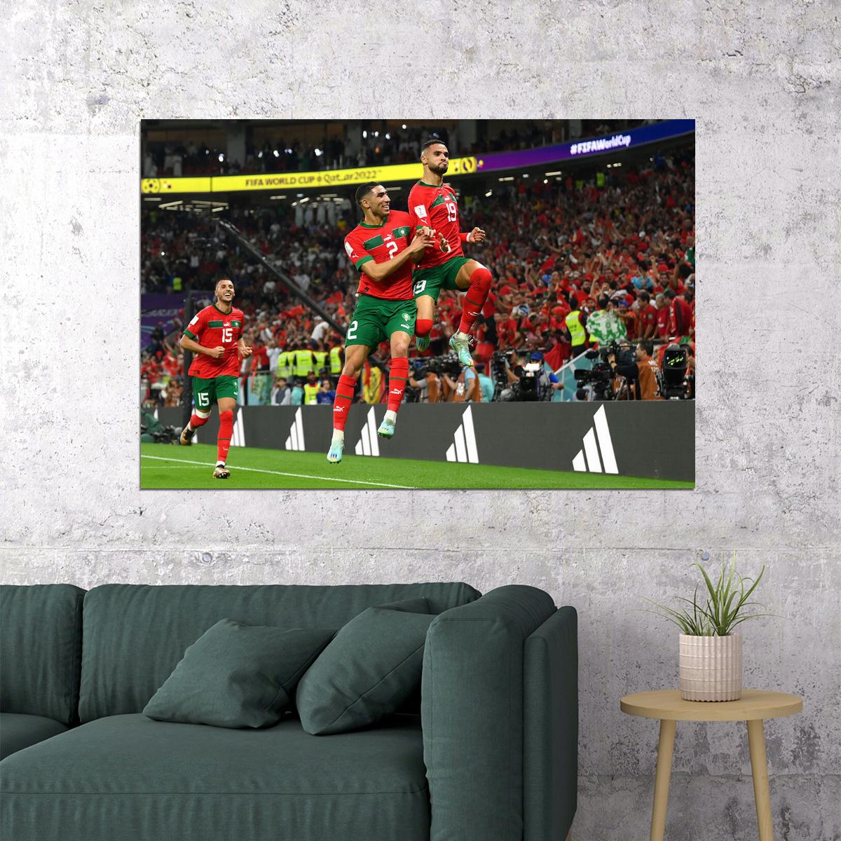 Youssef En Nesyri Goal Celebration Morocco World Cup Poster Wall Art Print Home Wall Decor - xonomax