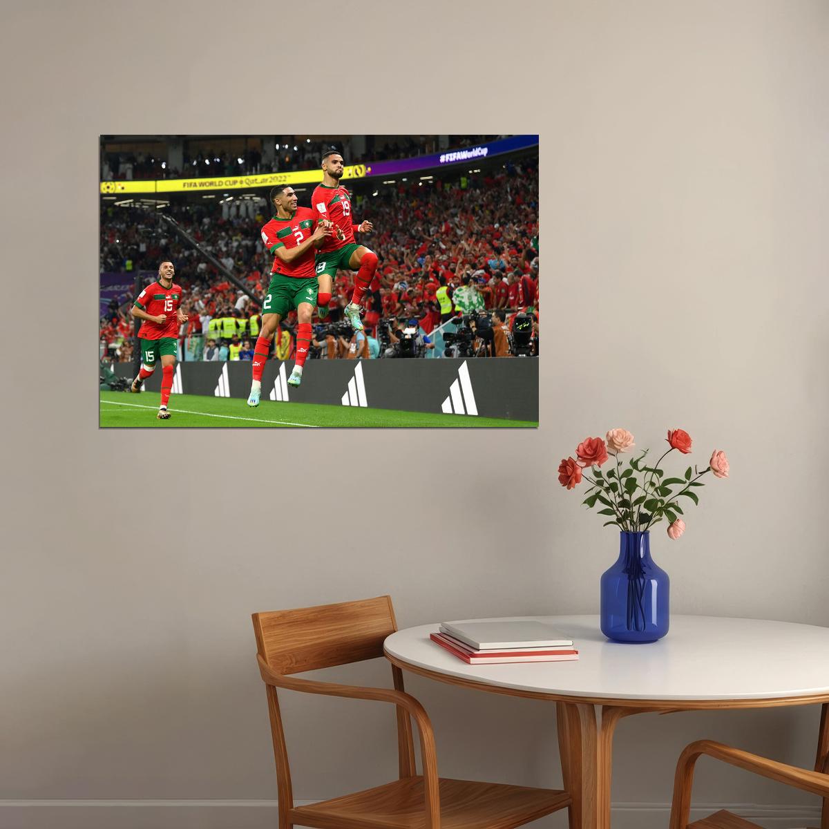 Youssef En Nesyri Goal Celebration Morocco World Cup Poster Wall Art Print Home Wall Decor - xonomax