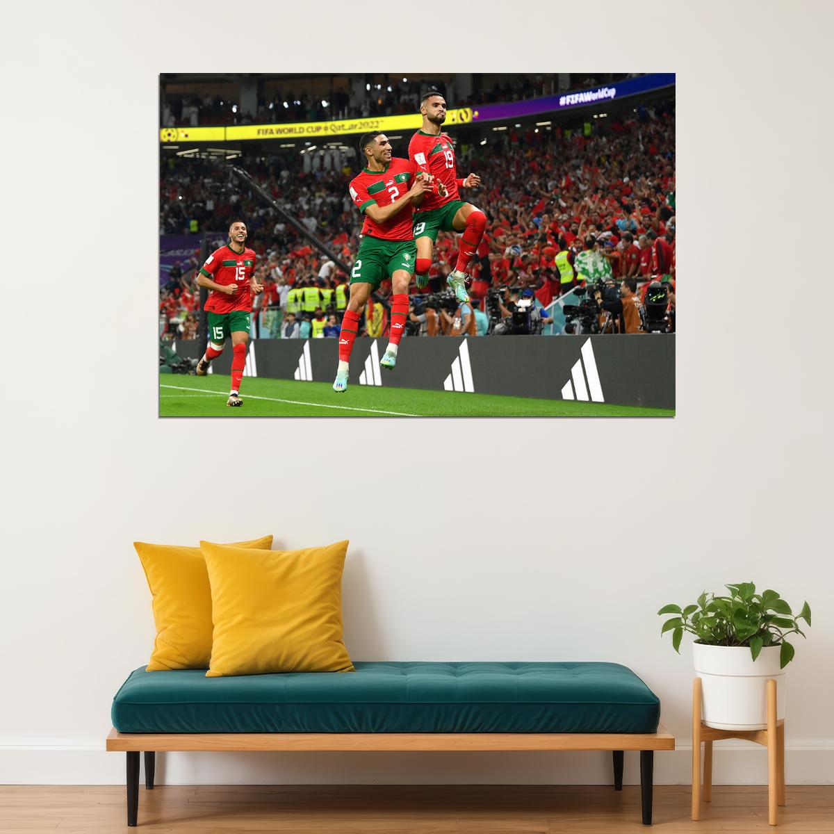 Youssef En Nesyri Goal Celebration Morocco World Cup Poster Wall Art Print Home Wall Decor - xonomax