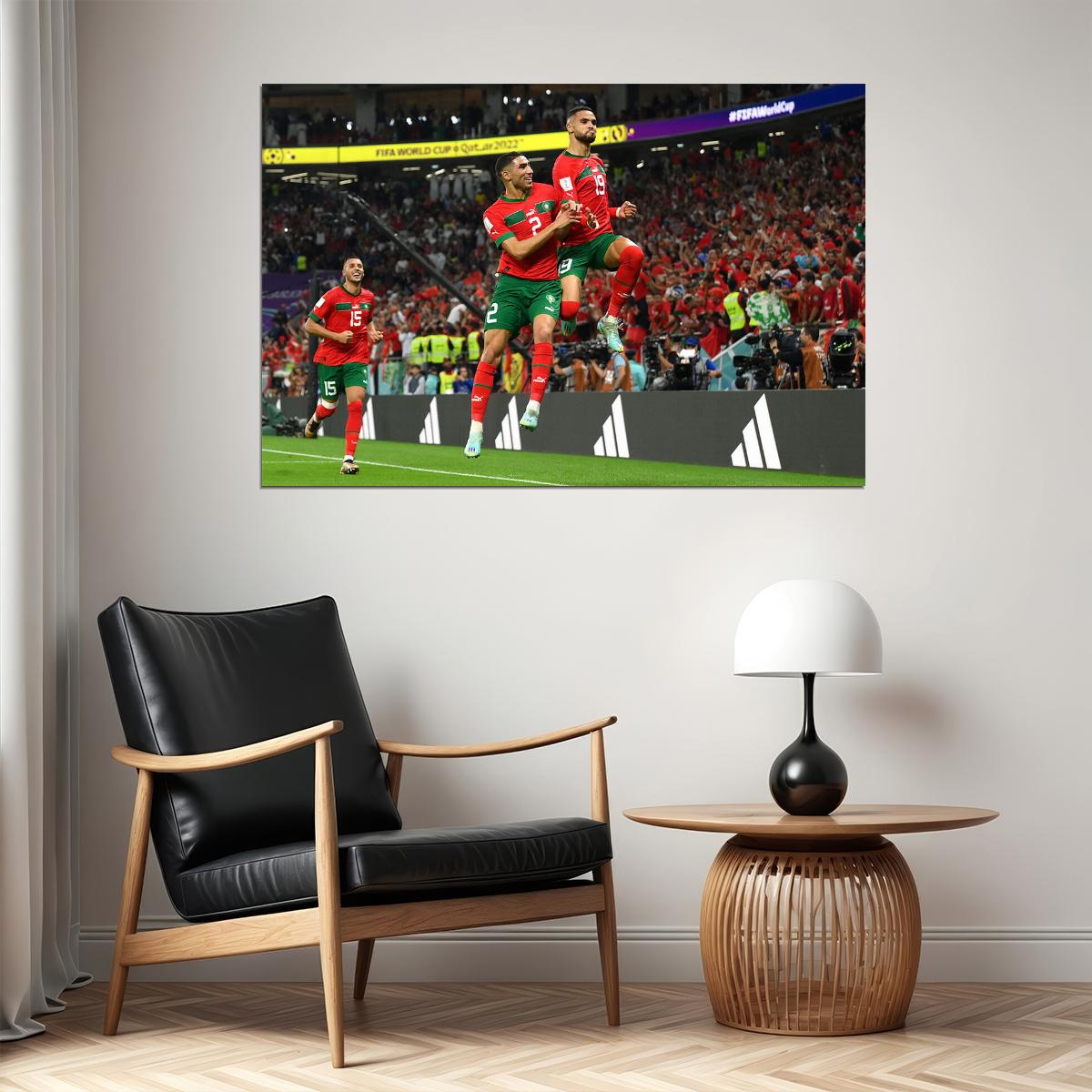 Youssef En Nesyri Goal Celebration Morocco World Cup Poster Wall Art Print Home Wall Decor - xonomax