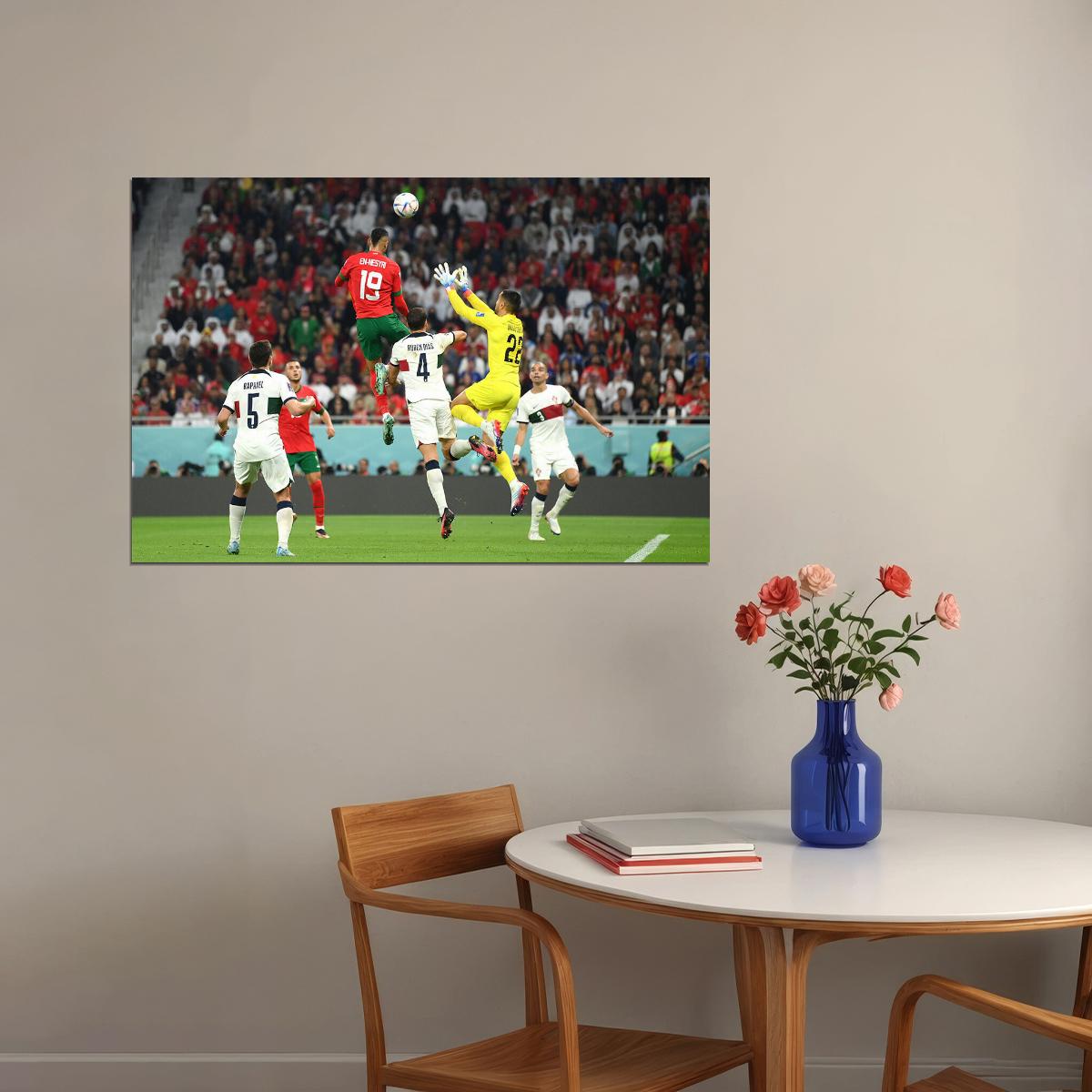 Youssef En Nesyri Goal Morocco National Team World Cup Poster Wall Art Print Home Wall Decor