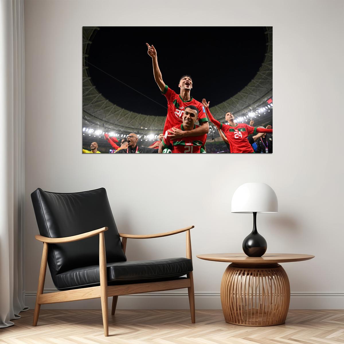 Achraf Dari Walid Cheddira Morocco World Cup Poster Wall Art Print Home Wall Decor - xonomax