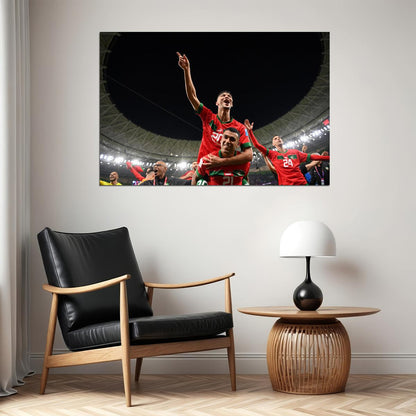 Achraf Dari Walid Cheddira Morocco World Cup Poster Wall Art Print Home Wall Decor - xonomax